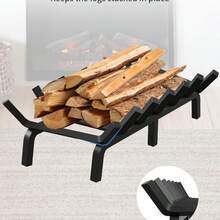 Soporte robusto para leña de chimenea - Rejilla de acero macizo 3/4'' con 6 patas y 7 barras, recubrimiento resistente a la intemperie, para interiores y exteriores - 76 cm - Negro - Ver 5