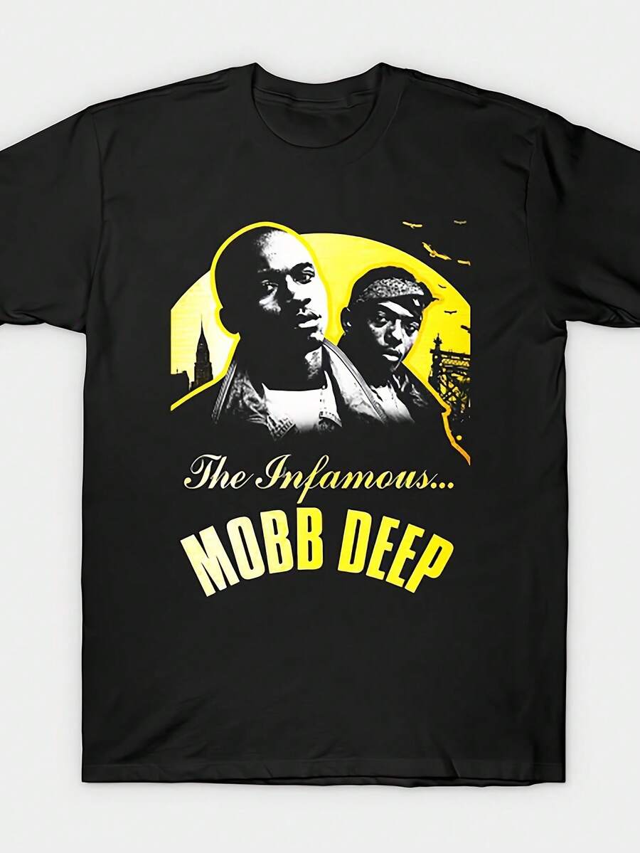 Camiseta Mobb Deep para hombre en negro, estilo clásico de cuello redondo, disponible en todas las tallas. - Negro - Ver 1