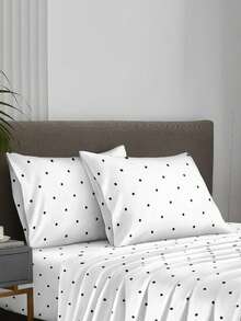 2 pièces Taie d'oreiller à motif pois noir et blanc, housse de coussin décorative, super douce et respirante, sans rembourrage, lavable en machine, style doux et féminin, convient pour la chambre à coucher avec fermeture enveloppe, pour la chambre, le dortoir, la literie de retour à l'école, ensemble de taies d'oreiller respirantes - Blanc - Voir 2