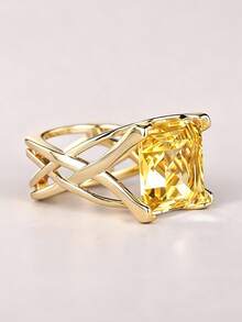 1pc Elegant Cubic Zirconia Ring, Suitable For Women, Ideal For Weddings, Engagements, Valentine's Day, Parties, And As A Gift - 12# - View 6