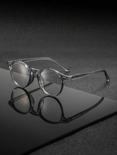 1 Par de Óculos Redondos de Plástico para Homens, Estilo de Negócios Elegante e Personalizado de Alta Qualidade, Adequado para Uso Diário, Recepção de Negócios