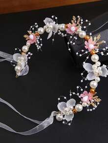Princess Floral Headband, Women's Pink Flower Crown Headpiece, Birthday Party, Performance, Hosting, Valentine's Day Accessory, Wedding Hair Ornament - Regular Model - View 9
