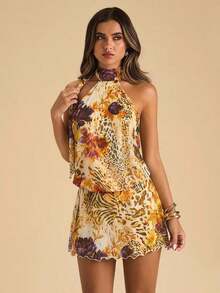 Vestido casual de verano para mujer con estampado floral amarillo, adecuado para vacaciones en la playa, viajes a la playa, fiestas en la playa, citas, discotecas, salidas, fiestas, festivales de música, brunch y otras ocasiones - Amarillo claro - Ver 6