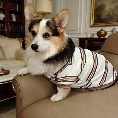 1 bộ quần áo cho chó, bộ đồ mới mùa xuân/thu 2026 cho chó Corgi, áo nỉ tay ngắn mềm mại, sọc kẻ, thoáng khí, dành cho chó Schnauzer Chihuahua giống nhỏ/trung bình, đa năng cho cả trong nhà và ngoài trời, co giãn, không gây đổ mồ hôi, cổ tròn, thiết kế đơn giản dễ phối đồ.