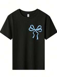 American Honey Kids' Short Sleeve T-Shirt With 4th Of July Cartoon Print, 180g, Soft, Comfortable And Breathable, Suitable For All Seasons, Perfect For Boys And Girls For Everyday Wear, School And Casual Sportswear. An Ideal Crew Neck T-Shirt For Holiday Parties, Gatherings, Outdoor Activities And Travel. - 藍色 - 查看 2