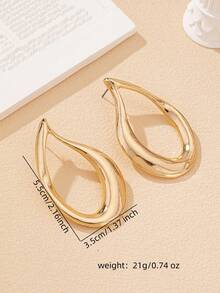 1 Pair European And American Exaggerated Geometric Hollow Water Drop Earrings For Women - Yellow Gold - View 2