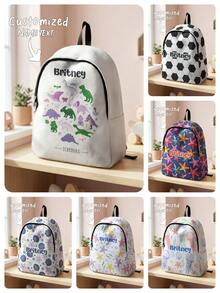 1pc Customized Name Backpack, Can Be Customized According To Your Unique Design, Perfect For Children, Print Your Own Name Or Print Sister's And Classmate's Name As A Gift To Give To Others - Multicolor - View 1