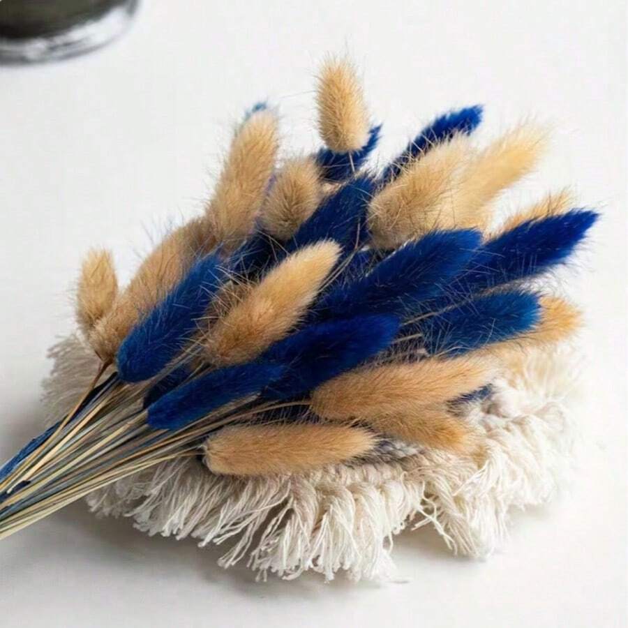 60/120/180/240 Pcs Artificial Rabbit Tail Grass, Artificial Rabbit Tail Grass Stems For Home Decor, Wedding Decor, Party Decor, DIY Crafts, Photography Props, Theme Decor - Blue-brown Rabbit's Tail Grass - View 1