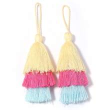 2pcs/Pack 3-Layer Tassel Pendant, Ombre Christmas Tree 16cm Polyester Bicolor Tasseled Hanging Decor, Keychain Phone Charm DIY Clothing Bag Jewelry Accessories - Three-layer Tassel Pendant - View 12