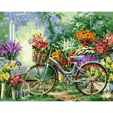 24-Color Adult DIY Digital Oil Painting Kit - 40*50cm/16*20inch Retro Bicycle With Flower Basket In Vibrant Colorful Garden Pattern, Includes 1pcs Canvas, 3pcs Different Paint Brushes & 1pcs Color Chart, Ideal For Living Room, Bedroom, Office & Home Wall Decoration, Perfect Gift For Valentine's Day, Birthday, Mother's Day, Christmas & All Holidays, Professional Adult Art Usage (Unframed) - Nhiều màu - Xem 9
