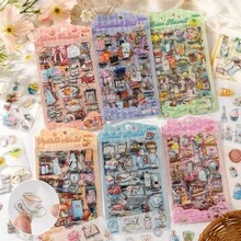 4sheets PET Embelishment Stickers DIY Collage Supplies Creative Decor Hand Made DIY Scrapbooking Material Stickers - 4sheets - View 3
