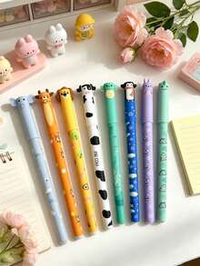 Cute Erasable Gel Pens, 8 Styles, Multi-Color Refills, Easy-To-Erase, Student Use - A - View 6