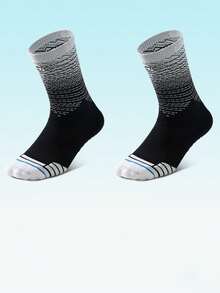 Men's Terry Bottom Crew Socks, Gradient Anti-Slip Cushioned Athletic Socks For Running, Gym & Basketball - Multicolor - View 10