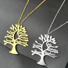定制生命之树名字项链，男女皆宜，可个性化定制母亲、孩子、家庭成员名字，银色不锈钢吊坠，时尚项链，可定制2-9个名字，是送给家人的绝佳礼物。 - 金色 - 查看 5