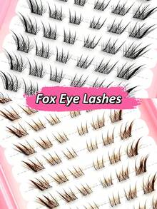 Rikuaild 144pcs Self-Adhesive Cluster False Eyelashes, Pre-Glued Eyelashes, Jelly Strip Pre-Glued Individual Eyelashes, Cartoon Style Natural Segmented Eyelash Extensions, Suitable For Beginners DIY - C - View 2