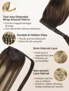 DOORES Extensiones de Cabello Remy 100% Humano Invisible para Coleta con Clips – Liso 14-22 Pulgadas, 75-90g, Suave y Natural, Fácil de Instalar, Regalo Perfecto para Esposa o Amiga - T4/26/4 - Ver 3