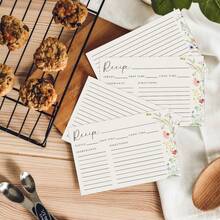 50PCS Double-Sided Recipe Cards, 4x6 Inch Large Space For Ingredients & Directions, High-Quality Cardstock For Kitchen, Aesthetic Flower Stationery For Homemade Food, Professional Recipe Index Cards - View 3