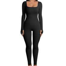 Women's Jumpsuit, New Autumn And Winter Product, Ribbed Square Neck, Enhances The Hip, Fitted Cut, Sexy Jumpsuit. - 藍色 - 查看 10