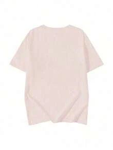 [ 100% Cotton ] Recommended New Products For Summer 2026: Lace Logo T-Shirt, Summer Dress, Women's Fashion T-Shirt, Short Sleeve Office Casual 200g Cotton Cartoon Character Printed Loose White Top, Y2K Women's Top, Spring Dress Top - Pink - View 2
