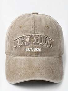 新款可水洗棉质棒球帽 - 绣有“NEW YORK”字样 - 带帽檐 - 3D刺绣户外帽 - 彩色 - 查看 8