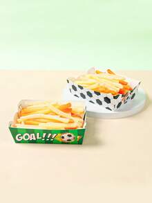 6pcs Football Party Disposable Food Tray, Paper Plates, Snack Trays, Food Containers, Baking Trays, Popcorn Boxes, For Gender Reveal Party Supplies, Football 1st Birthday Party Decor, Baby Shower Disposable Party Tableware Supplies, Boy Or Girl Design, Baby Shower Decoration, Football Party Decor, Party Favors Box, Football Birthday Party Supplies - Football - View 8