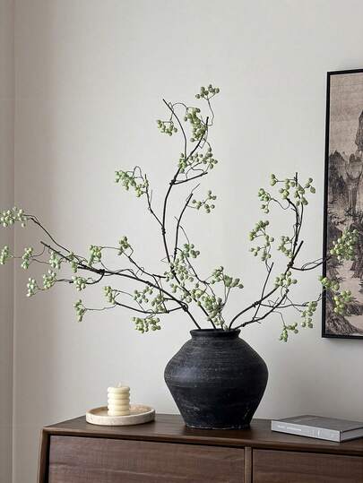 1 根 42 英寸人造绿色植物枝条，大型仿真浆果枝，适用于花瓶填充、办公室、婚礼、桌面装饰、春季家居装饰