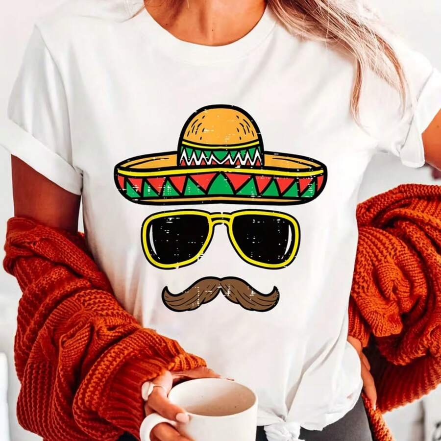 Printed T-Shirt For Men And Women - White - View 1
