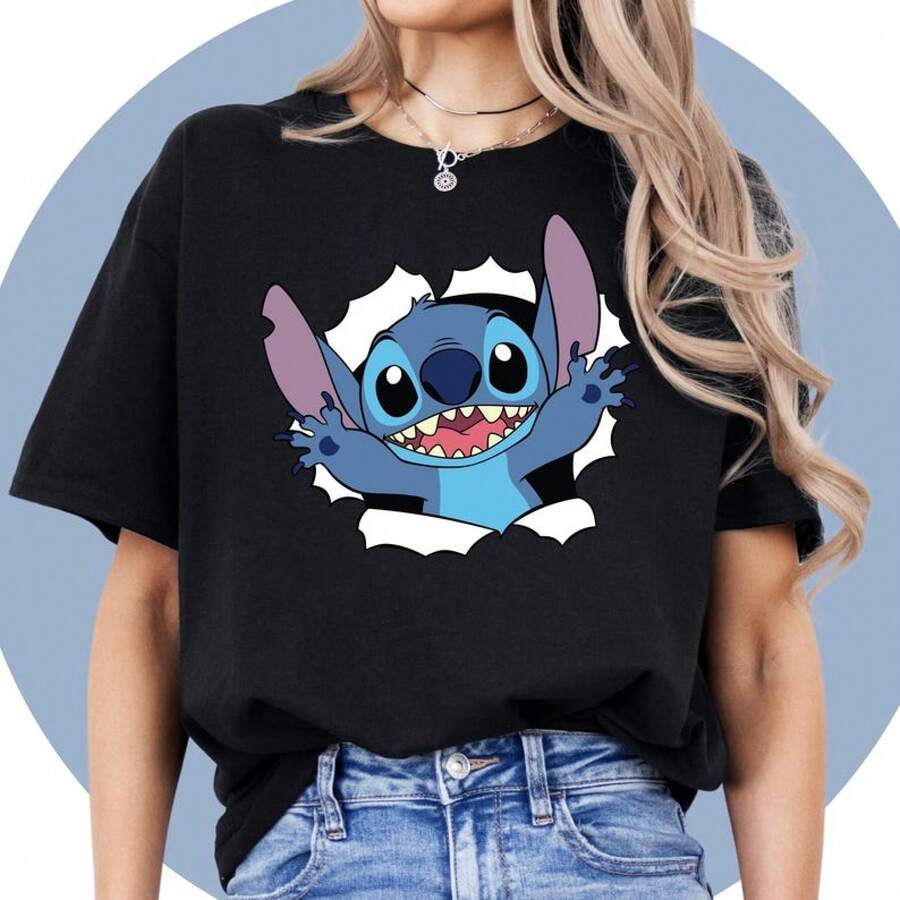 Disney Stitch TShirt | Disney Sweatshirt | Stitch Beach TShirt | Disney Vacation | Lilo And Stitch Clothes -- Disneys Disneyland Paris The Magic Kingdom Disneyesque B6Holiday Gifts Valentine's Day Gifts Earth Day Gifts Oktoberfest Gifts Summer Bank Holiday Gifts - màu đen - Xem 1
