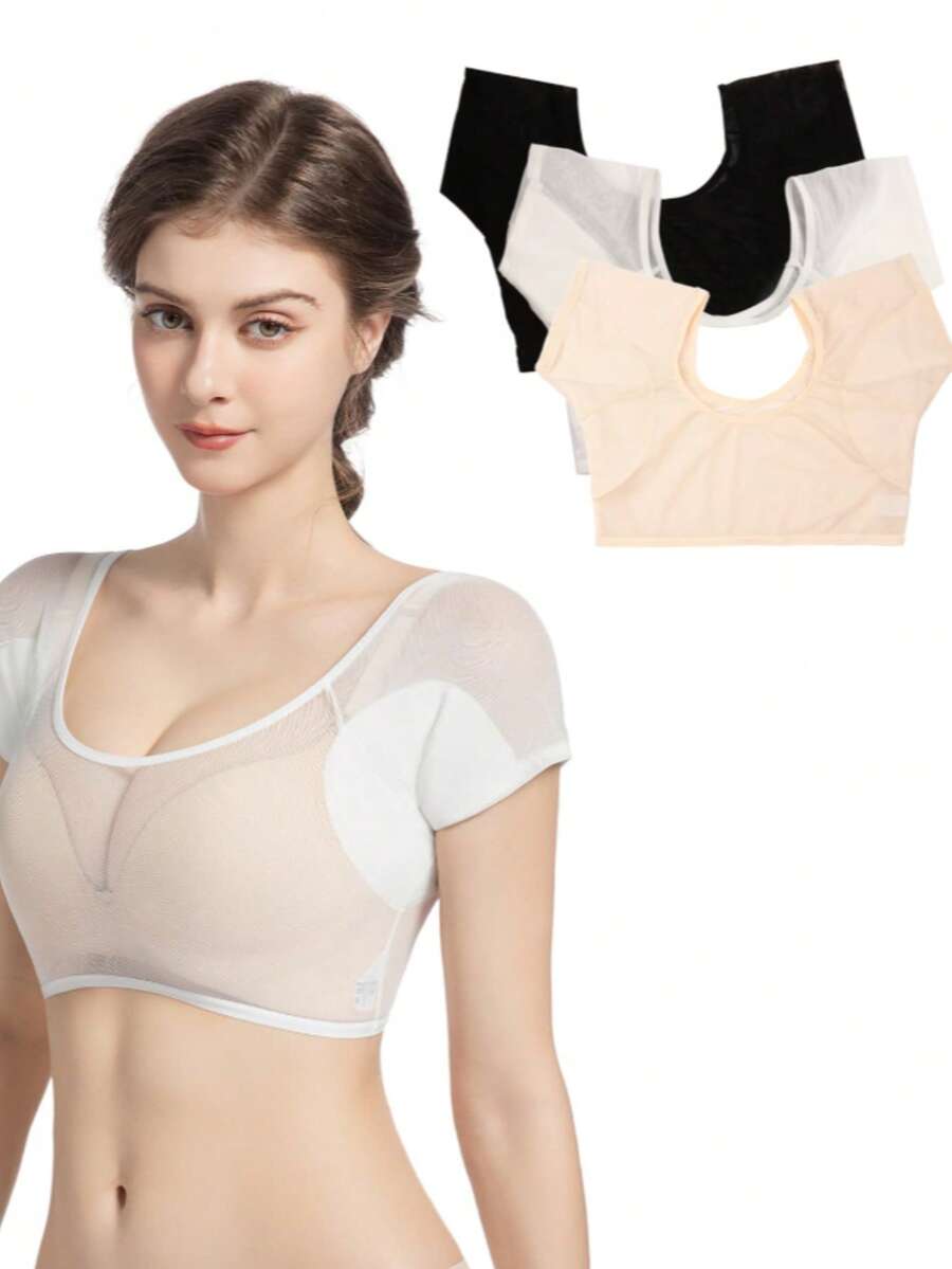 1/2/3件 S/M/L/XL 夏季吸汗背心,可水洗腋下吸汗墊,透氣防汗內襯,適合女性,適用於腋下和肩膀,快乾,適合旅行、運動、戶外活動、夏季穿著 - A - 查看 1