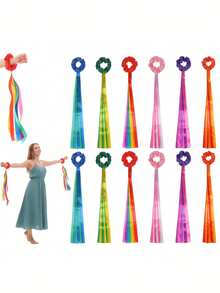 6/3/1 pezzo Nastro da danza arcobaleno, Bastone da danza elastico per lezioni di musica, Scrunchies colorati per capelli, Elastici per capelli, Accessorio da danza con nappa ritmica portatile, Nastro da danza ginnica, Bracciale da danza, Bracciale da danza portatile multicolore, Nastro da danza ginnica - multicolore - Visualizzare 5