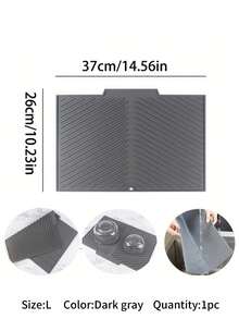1 Pc Silicone Dish Drying Mat - Foldable, Heat-Resistant, Multi-Purpose Kitchen Draining Pad, Suitable For Dishes And Utensils,Non-Slip Kitchen Mats For Sink Side, Natural And Hygienic Kitchen Essential For Home And Kitchen Room Decor, Part Of Your Cozy Fall& Winter Styles And Christmas Decorations - Dark Grey - View 13