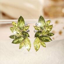 1 Pair Bohemian Alloy Rhinestone Inlaid Fashion Versatile Elegant High-End Luxury Exaggerated Earrings For Women - Mixed Green - View 5