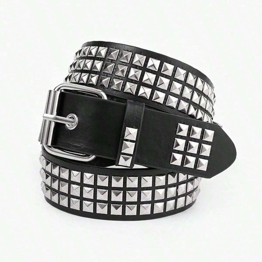 1pc Punk Rivet Stylish Rock Heavy Metal Dark Style Belt - Multicolor - View 1
