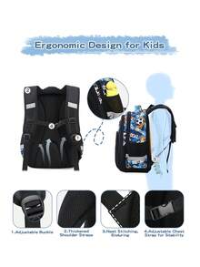Football Pattern Hot Selling Lightweight Backpack For Elementary School Students, Boys And Girls, Suitable For Grade 3-6, Cross-Border Backpack - Black Football - View 5