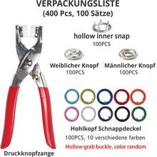 400pcs/Set Metal Snap Button Kit, Includes Snap Pliers, Suitable For Sewing And Handicrafts (9.5mm), Applicable For Clothing, Backpacks, Baby Rompers, Sewing And Crafts (Random Color) - Multicolor - View 6