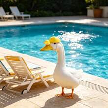 Porch Goose Outfits, 23Inch Goose Clothes, Cute Creative Hand Shield Sun Hat For Yard Decor - Yellow - View 3
