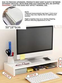 1pc Wooden Monitor Riser Stand, Desktop Computer Screen Holder, Laptop Monitor Stand, Office Desk Storage Shelf, Keyboard Organizer, Space-Saving Desktop Organizer, Suitable For Home Office, Study, Gaming, Workspace PC Laptop Setup - Multicolor - View 12