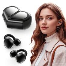 Trymiss K521 Audífonos clip Bluetooth In-ear Mini Corazón Auriculares Con Micrófono Audífonos Para El Gym Manos Libres Audífonos Gamer Bluetooth San Valentin Regalo Para Mujer 14 De Febrero - Negro - Ver 7