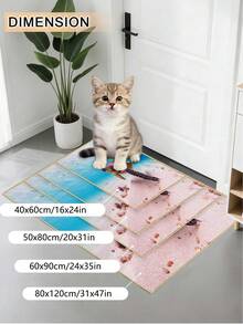 1件装海龟印花儿童地毯，清新自然涤纶长方形地毯，数码印花图案，适用于儿童房、卧室、客厅、浴室、夏季海洋主题场景 - 彩色 - 查看 7