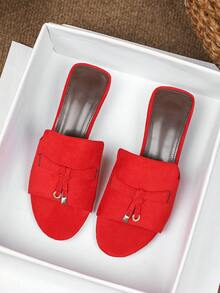 3.5CM Thick Sole Round Toe Sandals For Women, 2026 New Comfortable Open Toe Minimalist Flat Soft Bottom Casual Sandals - Red - View 4