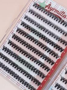 Self-Adhesive False Eyelashes 40D 10mm,11mm,12mm Mixed Length 400 Clusters False Eyelashes Clusters Lash Wispy Eyelash Extensions Individual Lashes.Dramatic Volume Natural Wispy Winged Fox Eye Manga Style Fluffy Cat Eye Lashes. - D - View 2