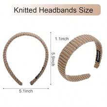 Yqq AIBFRID Women's Headbands, Wide Knitted Headbands, Modern Non-Slip Hairband For Women, Fashionable Neutral Headband, Hair Accessories, 4 Pieces - 復古頭飾 - 查看 2