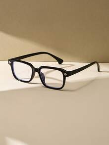 Unisex Rectangular Plastic Black Frame Glasses, Resistant To Blue Light For Computer Reading/Gaming/TV/Mobile Phone, Fashion Non-Prescription Glasses Eyeglasses Frame - Black - View 2