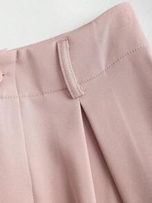 Pantalones anchos plisados de mujer de elegante estilo vintage jacquard, para otoño/invierno - Rosa - Ver 5