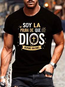Camiseta de fe cristiana para hombre - Diseño inspirador con estampado de "Soy el aliento de Dios" y versículo bíblico del Salmo 234, camiseta casual de manga corta con cuello redondo y diseño de escritura bíblica en español, para todas las estaciones, ideal para la iglesia, atuendo casual y eventos religiosos - Christian - Negro - Ver 7