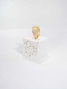 5pcs Mini Cube Gift Boxes With Gold Foil Danke Dass Du Da Bist Design, Black And White Party Favor Packaging With Satin Ribbon Handles For Wedding Reception Bridal Shower Baby Shower Birthday Candy Chocolate Small Gift Boxes - 5.5X5.5X5.5cm - View 15