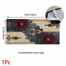 1pc, Home Decor, Vintage Floral Pattern Printed Table Skirt, Kitchen Small Curtain, Kitchen Cabinet Cover, With Curtain Holes, Easy To Hang, Rectangular, Machine Woven, Machine Washable, Kitchen Decoration And Accessories, Perfect For Kitchen Cabinets And Home Decor - Multicolor - View 12