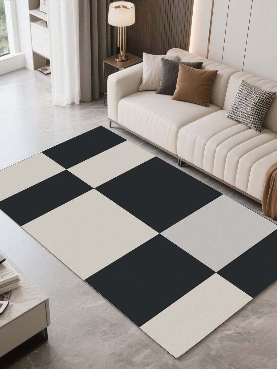 1pc Modern Minimalist Style Indoor Decorative Large Rug, New Faux Wool Washable Bottom Indoor Carpet, Living Room Rug, Sofa Rug, Bedroom Rug, Bedside Anti-Slip Mat, Room Floor Mat, Dining Kitchen Rug, Office Chair Pad, Entryway Doormat, Outdoor Picnic Blanket, Outdoor Camping Mat - Multicolor-1 - View 1