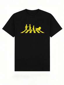 Camiseta de manga corta con cuello redondo informal y suave de verano para niño,Estampado de cruce de cebra, Adecuado para uso diario y salidas casuales.White - Negro - Ver 4