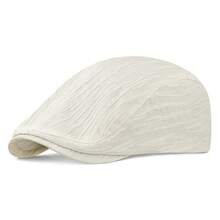Men's Vintage Textured Flat Ivy Newsboy Cap, Adjustable Cabbie Driving Hat, Classic Gatsby Beret Cap For Casual Daily Father's Day Gifts - White - View 7